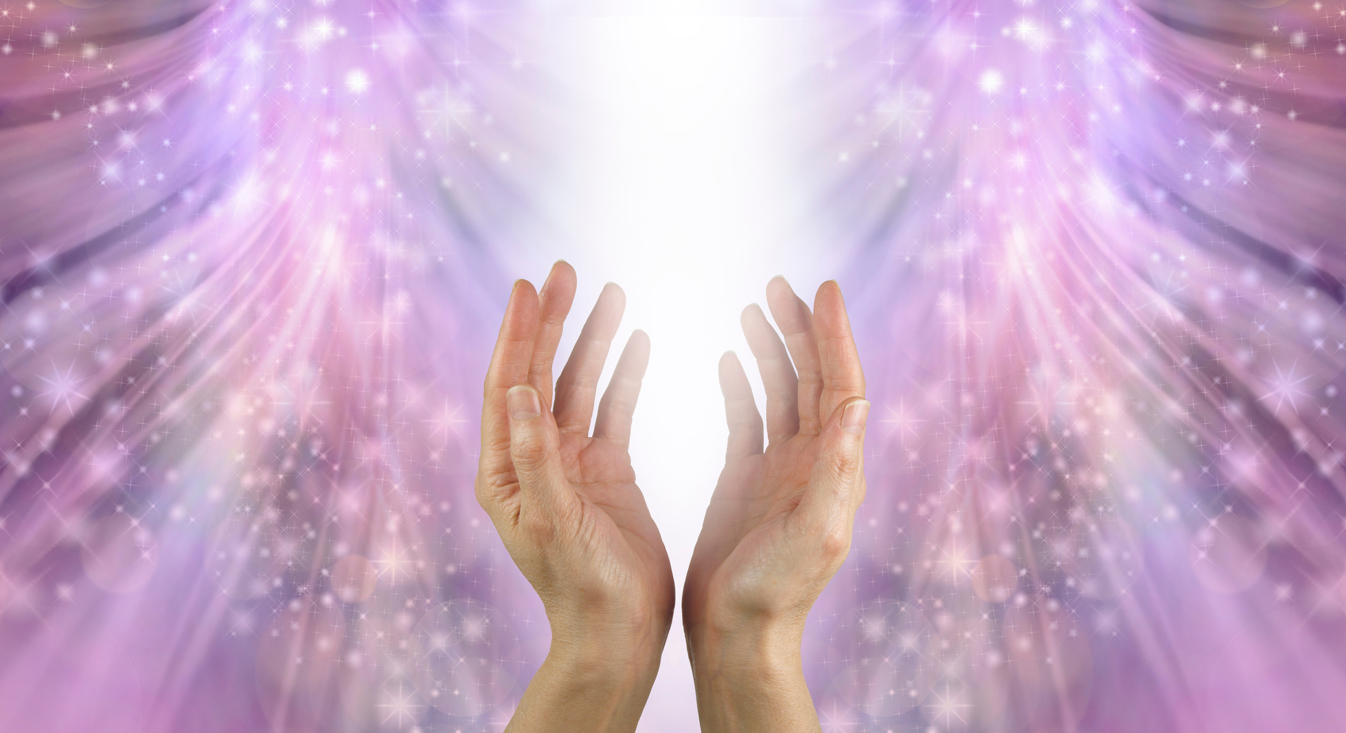 Bathing Hands in Beautiful Shimmering Spiritual Healing Resonance